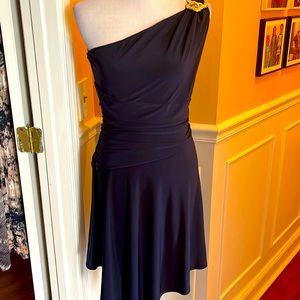 One shoulder navy blue asymmetrical dress size 8